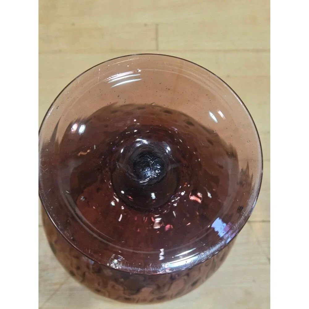 Vintage MCM Empoli Italian Amethyst Optic Glass Brandy Snifter Vase